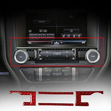 Imagem de FINMOKAL 4 Peças Guarnição Da Tampa Do Painel Cd Do Console Central De Fibra De Carbono Sarja Para Ford Mustang 2015-2019