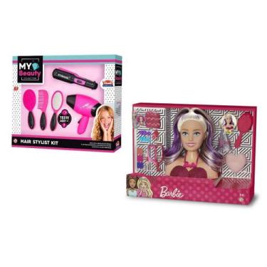 Imagem de Kit Boneca Barbie Busto Para Pentear + Kit Salão De Beleza - Pupee Bri