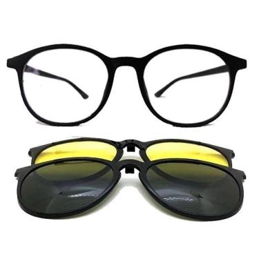 Imagem de Armação óculos Solar Noite Clipon Polarizado Redondo