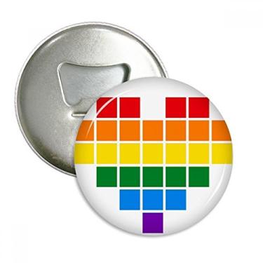 Imagem de Arco-íris gay lésbica pequena caixa abridor de garrafas coração ímã de geladeira emblema multifuncional