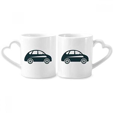 Imagem de Conjunto de canecas de porcelana para casal, contorno verde, desenho geométrico, clássicos, carros, coração