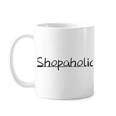 Imagem de Palavra elegante Shopaholic Art Deco presente caneca moderna cerâmica xícara de café porcelana louça