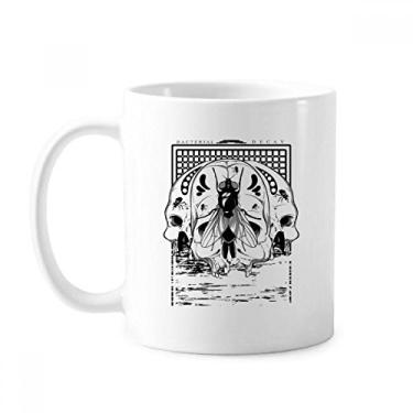 Imagem de Caneca esqueleto com estampa de mosca decorativa cerâmica xícara de café porcelana louça