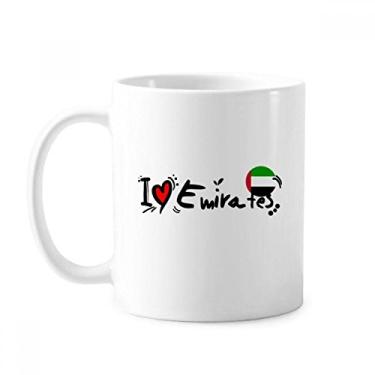 Imagem de I Love Emirates Word Flag Love Heart Illustration Mug Cerâmica Coffee Porcelain Cup Tableware