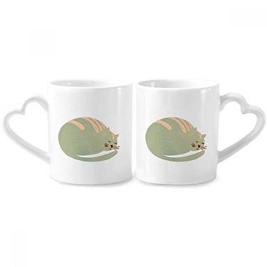 Imagem de Conjunto de canecas de porcelana para casais, animais de estimação, gatos, sonolentos, animais, animais de estimação, coração