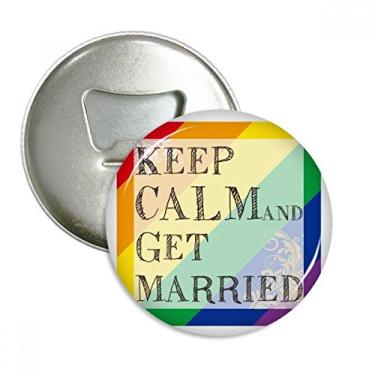 Imagem de Emblema multifuncional LGBT Rainbow Flag Get Married abridor de garrafas ímã de geladeira