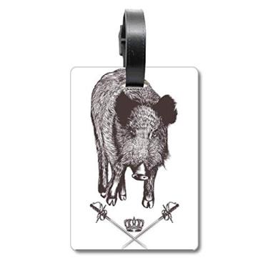 Imagem de Espada de javali estilo barroco animal bolsa etiqueta bagagem cartão pendurado etiqueta, Multicolorido.