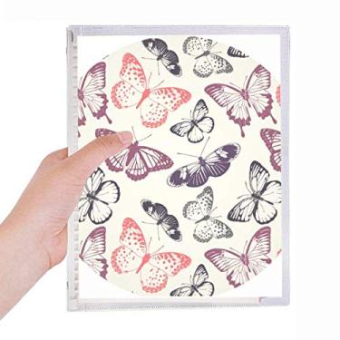 Imagem de Caderno de fundo rosa pálido com borboleta e folhas soltas recarregáveis