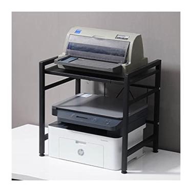 Imagem de KIZQYN Suporte de impressora Suporte de armazenamento Rack de armazenamento multifuncional Prateleira de impressora de ferro Suporte de copiadora Organizador de mesa Impressora de mesa (Cor: Cinza)