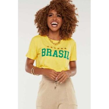 Imagem de Cropped Feminino T-Shirt Camiseta Do Brasil 6 Estrelas - La Secret Sto