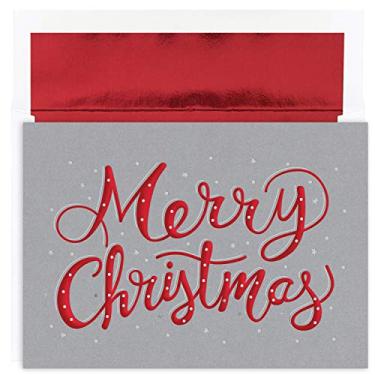 Imagem de Masterpiece Studios Holiday Collection 16 cartões de Natal em relevo em caixa com envelopes forrados, 19,8 x 14,2 cm, Merry Christmas Sparkle