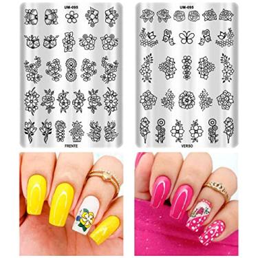 Imagem de Placa Para Carimbo De Unha Flores Dupla Face 095 Unhas De Mulher