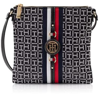 Imagem de Tommy Hilfiger Bolsa tiracolo feminina Jaden Plus, Preto/branco, One Size, Bolsa transversal Jaden Plus