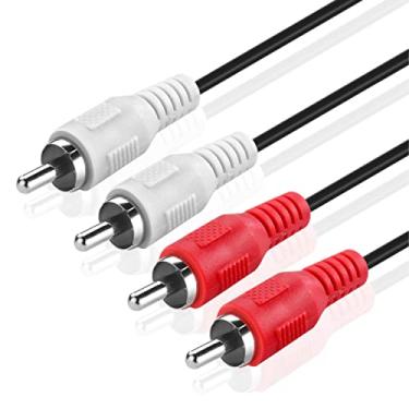 Imagem de Cabo de áudio estéreo TNP 2RCA – Conector macho RCA macho duplo composto M/M 2 canais (direito e esquerdo) (vermelho e branco) blindado 2RCA para 2RCA cabo de plugue de som AV, 12FT