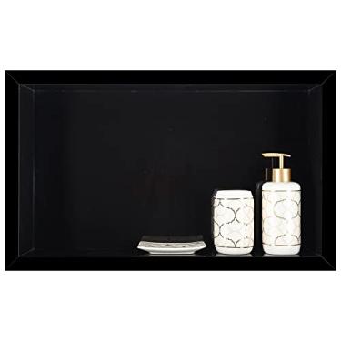 Imagem de Nicho Em Porcelanato Polido Para Banheiro Porta Shampoo Organizador Lavabo Box (Preto Liso 50)