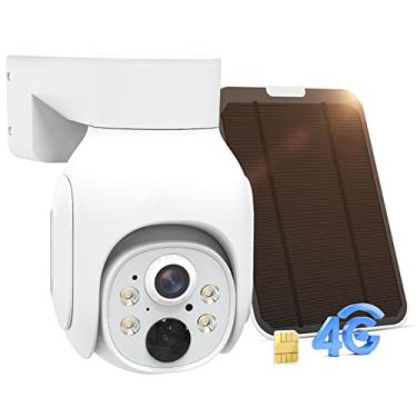 Imagem de Câmera de segurança celular 4G 3MP câmera solar com detecção de movimento PIR, áudio bidirecional, visão noturna colorida perfeita para o ar livre