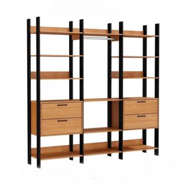 Imagem de Guarda-Roupa Closet Modulado Lille I 4 Gavetas Freijó e Preto