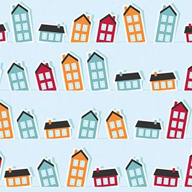 Imagem de Papel de Parede para Quarto Infantil Casinhas 57x270cm