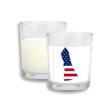 Imagem de New Hampshire USA Mapa Estrelas Listras Bandeira em Forma de Velas Brancas de Incenso Perfumado de Vidro