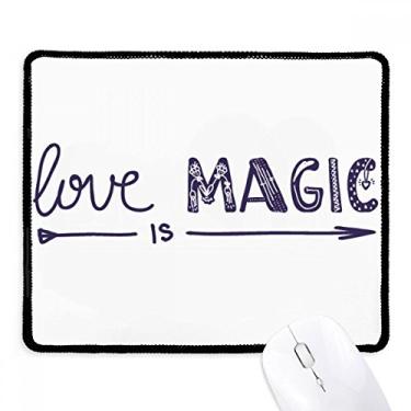Imagem de Mousepad Love is Magic bonito estilo citação preto borda costurada antiderrapante jogo