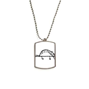 Imagem de DIYthinker Colar de aço inoxidável com pingente de identificação de gato listrado sorriso