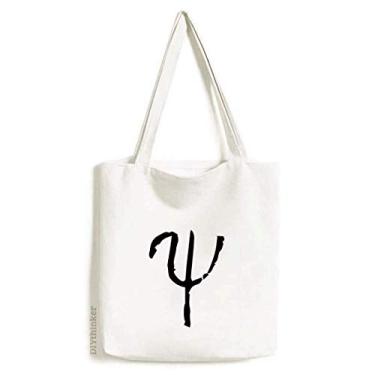 Imagem de Alfabeto grego Psi silhueta preta sacola sacola de compras bolsa casual bolsa de mão