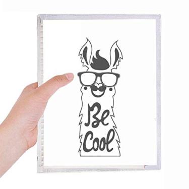 Imagem de Caderno Be Cool Alpaca preto e branco com citação de folhas soltas diário recarregável