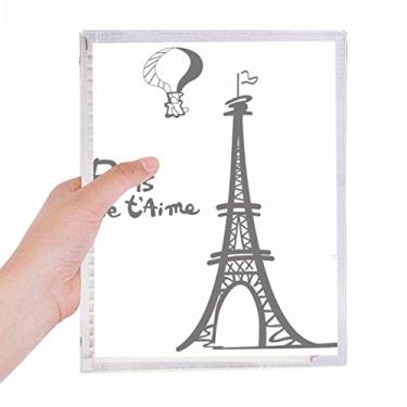 Imagem de Caderno com desenho de linha da Torre Eiffel Caderno de Paris Folhas soltas Diário Recarregável Papelaria
