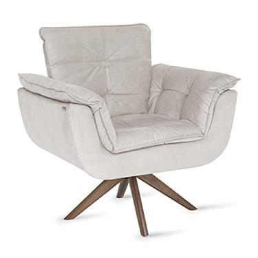 Imagem de Poltrona Decorativa Opala veludo cinza base giratória - Poltronas do Sul