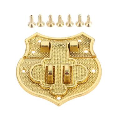 Imagem de 1 pc / 2pcs Bronze/Caixa de Ouro Hasp Lock Catch Catches para Jewelry Box SuitCase Fivela Fecho Antique Cadeado Móveis Hardware 38 * 38mm YYDFPIIA (Color : 1pc gold)