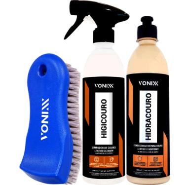 Imagem de Kit Limpeza e Hidratação de Couro Vonixx + Escova de Limpeza de Couro Com Cerdas Macias
