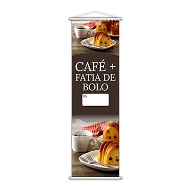 Imagem de Banner Café Fatia de Bolo Cafeteria Preço Lona 100x30cm