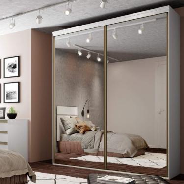 Imagem de Guarda Roupa Solteiro 2 Portas Espelho Luminum Belmax Branco