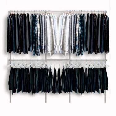 Imagem de Arara cabideiro aramado trilho parede closet loja suspenso Br 2,50 m