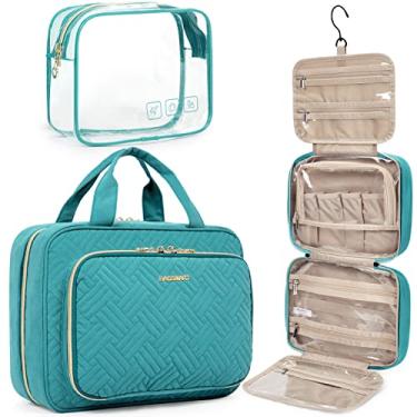 Imagem de Bolsa de higiene pessoal BAGSMART Organizadora de maquiagem para viagem com aprovação TSA, bolsa transparente para cosméticos, maquiagem, artigos de higiene pessoal de tamanho comum, Azul, Large