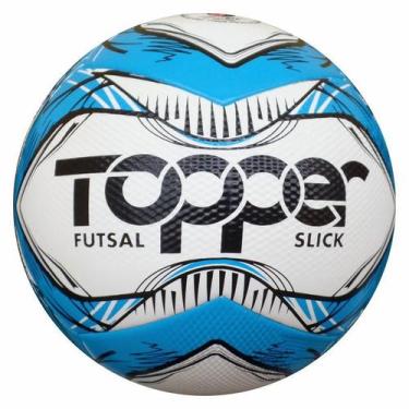 Imagem de Bola Futebol Futsal Salão Topper Slick Branco Com Azul