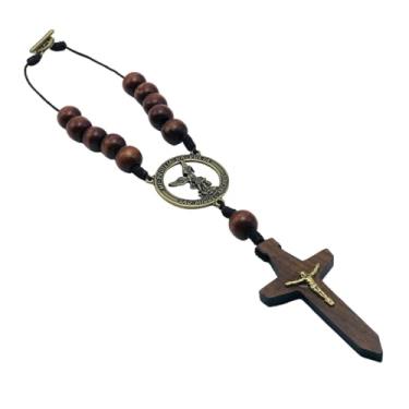 Imagem de Terço Dezena Retrovisor Carro São Miguel Arcanjo Crucifixo Espada