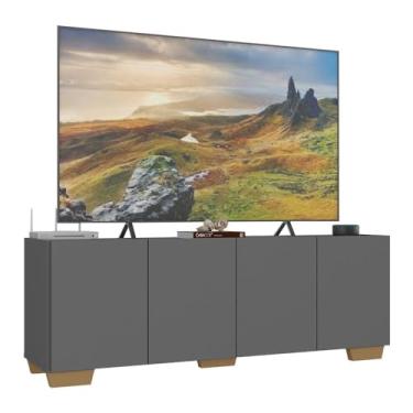 Imagem de Rack para Tv até 50 Polegadas com 4 Portas Multimóveis Mp1072 Grafite/natural