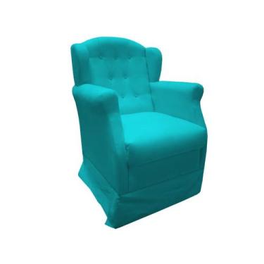 Imagem de Poltrona Cadeira De Amamentação Com Balanço Manu Suede Azul Tifany Mz
