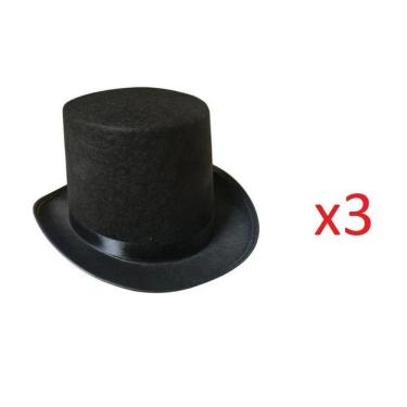 Imagem de 3 Cartolas Chapéu Magico Preto Tamanho Único Casamento Festa