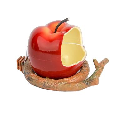 Imagem de Alimentador de papagaio de pássaro em forma de fruta tigela de alimentação de água engraçada dispensador de sementes de plástico de grande capacidade recipiente de alimentos para quintal gramado pátio ao ar livre, maçã