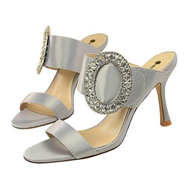 Imagem de YGJKLIS Sandálias femininas de 8,5 cm chinelos de salto agulha sapatos de praia pontiagudos bico aberto sandália confortável casual verão sapatos, Cinza, 5