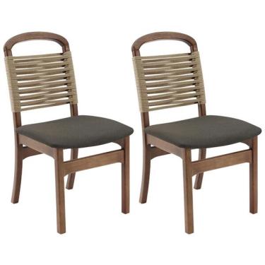 Imagem de Kit 2 Cadeira Decorativa Vinil Corda Nautica Pes Madeira Pinh