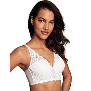 Imagem de Maidenform Sutiã feminino sem fio, sutiã longo de renda confortável, sutiã conversível para mulheres, Branco, 40D