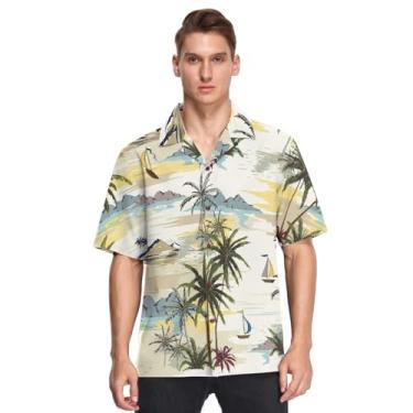 Imagem de GuoChe Camisa havaiana de botão manga curta vintage estampa tropical manga corta para hombre, Vintage Tropical, 3G