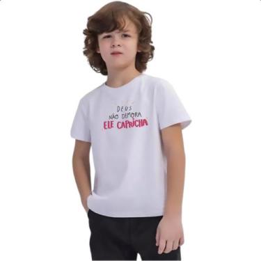 Imagem de Camiseta Infantil Religioso Deus Nao Demora Capricha - Alearts