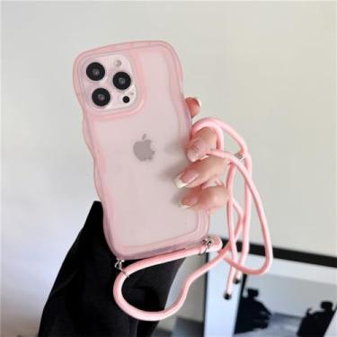 Imagem de Colar crossbody cordão Candy Wave Phone Case para iPhone 14 13 12 11 Pro Max XS XR X 7 8 Plus Capa de silicone macio transparente, 4, para iPhone 14 Plus