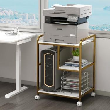 Imagem de Fannova Suporte de mesa grande para impressora com prateleira para torre de computador, CPU e triturador, carrinho de impressora rolante de 55 x 45 cm com rodas para armazenamento e organização de