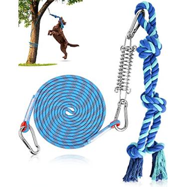 Imagem de Petbobi Brinquedo para cães elásticos, puxador de corda para atividades ao ar livre para Pitbull interativo e exercício, brinquedo de cabo de guerra com corda durável, brinquedos de pendurar ao ar