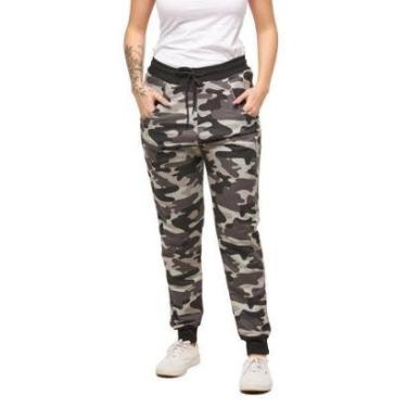 Imagem de Calça Feminina Camuflada de Moletom Skinny Sport Luxo-Feminino